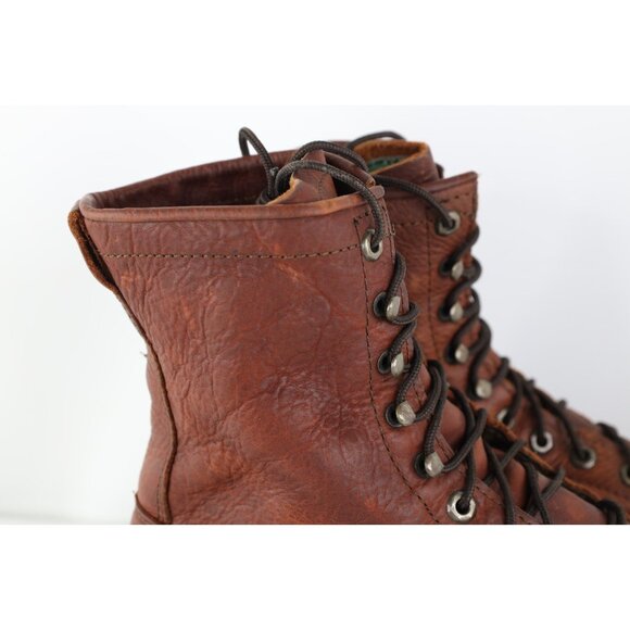 Vintage 90s Streetwear Mens 10 EE Tribal Fringed Leather Tall Logger Boots Brown main image 7